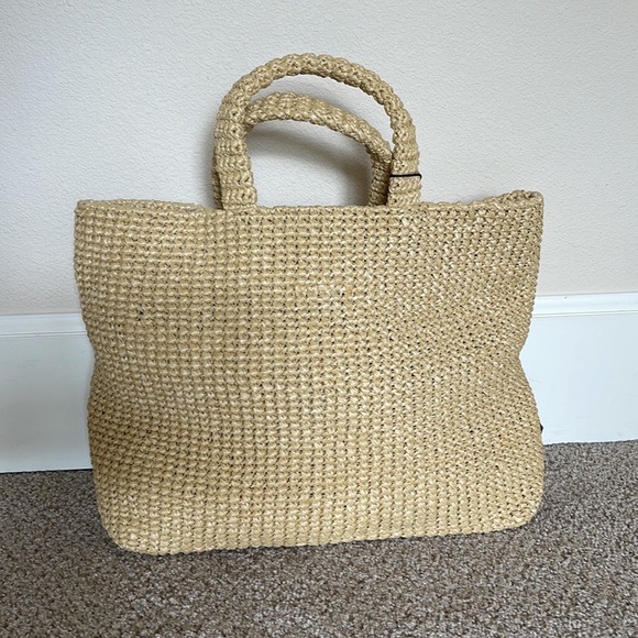 Prada large raffia crochet tote bag, natural - Picture 2 of 11